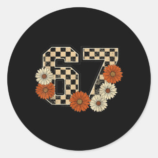 Adesivo Redondo 6 7 Retro Fall Meme Checkerboard Tee Haunted