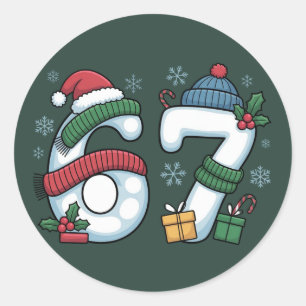 Adesivo Redondo 6 7 Seis Sete Geração Z Alpha Meme Gíria Natal Bon
