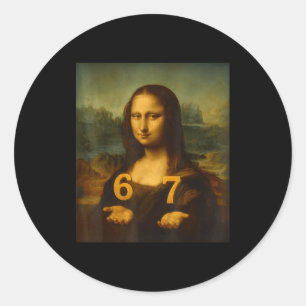 Adesivo Redondo 6 7 Seis Sete Meme 67 Engraçado Mona Lisa Geração