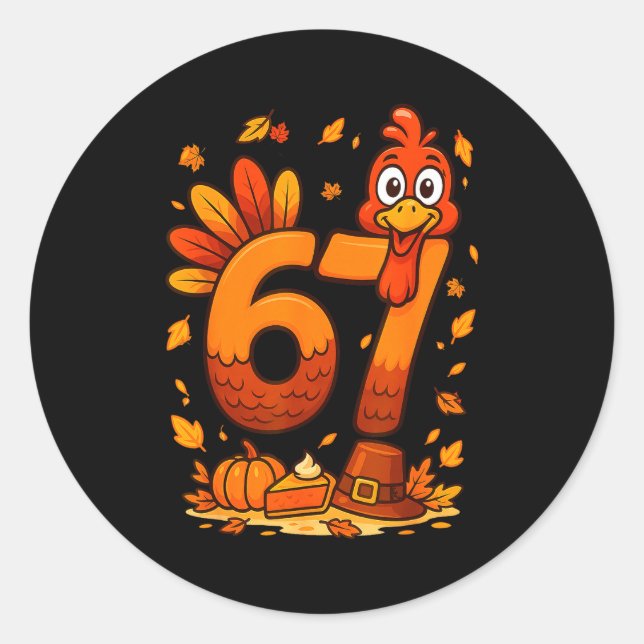 Adesivo Redondo 6 7 Thanksgiving Funny Turkey Thanksgiving 67 Men  (Frente)