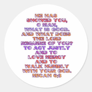 Adesivo Redondo 6:8 de Micah