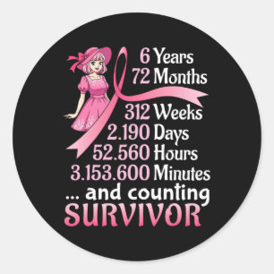 Adesivo Redondo 6 Anos 72 Meses E Contagem Do Survi Cancer Da Mama