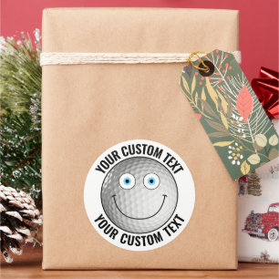 Adesivo Redondo 6 Golf Ball Personalizado Texto Personalizado Face