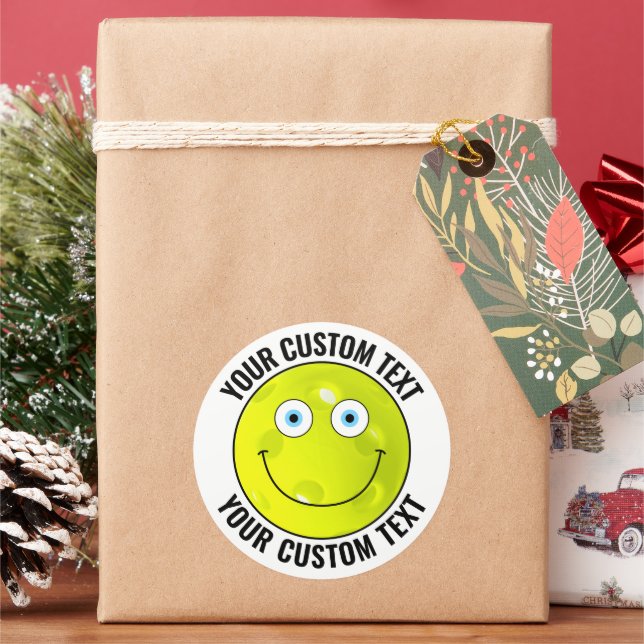 Adesivo Redondo 6 Pickleball Texto Personalizado Face Feliz (Feriado)