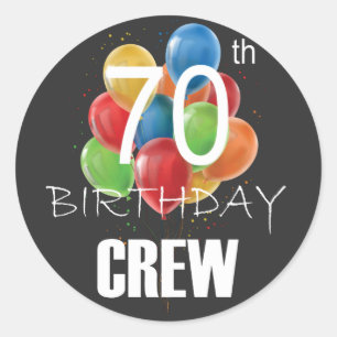 Adesivo Redondo 70 Birthday Crew 70 Party Crew Group