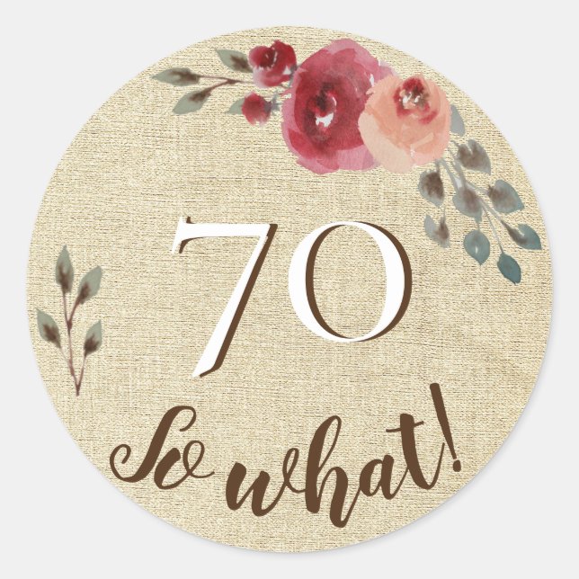 Adesivo Redondo 70 Então Que Flor Russo De Aquarela Flutua 70 Aniv (Frente)