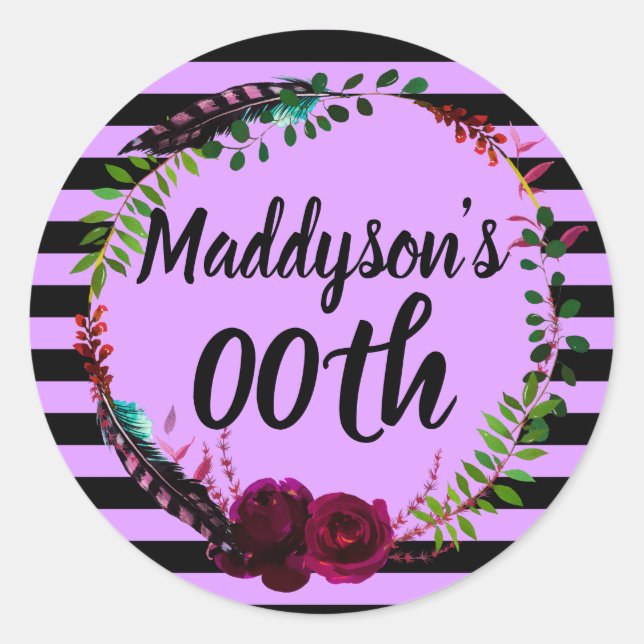 Adesivo Redondo 70 Floral 18º 21rua 40º 50º 60º (Frente)