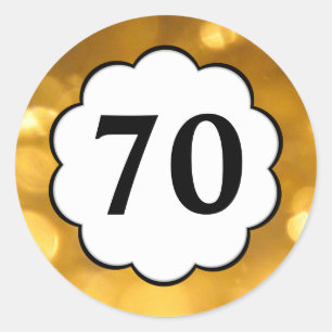 Adesivo Redondo 70 - Ouro Numbers Sticker