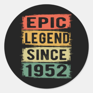Adesivo Redondo 73 Anos De Idade Dia 1952 Legenda Epic 73º Anivers