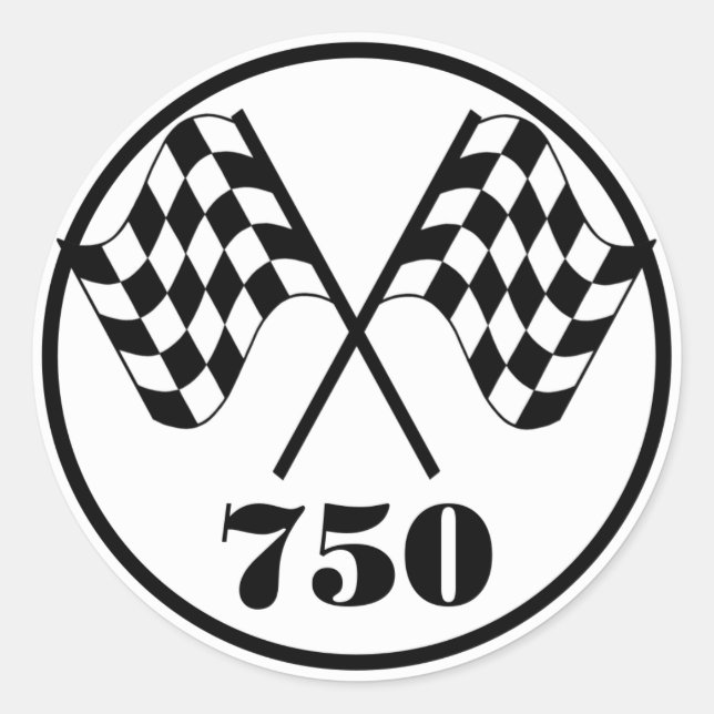 Adesivo Redondo 750 bandeiras Checkered (Frente)
