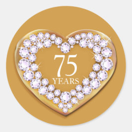 Adesivo Redondo 75 anos de idade, autocolantes cardíacos de diaman
