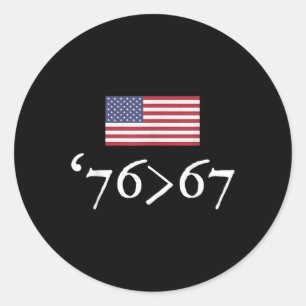 Adesivo Redondo 76 67 Bandeira dos EUA Setenta e Seis Sessenta e S