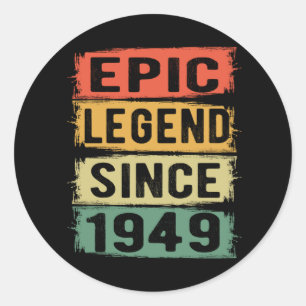 Adesivo Redondo 76 Anos De Idade Dia 1949 Legenda Epic 76. º Anive