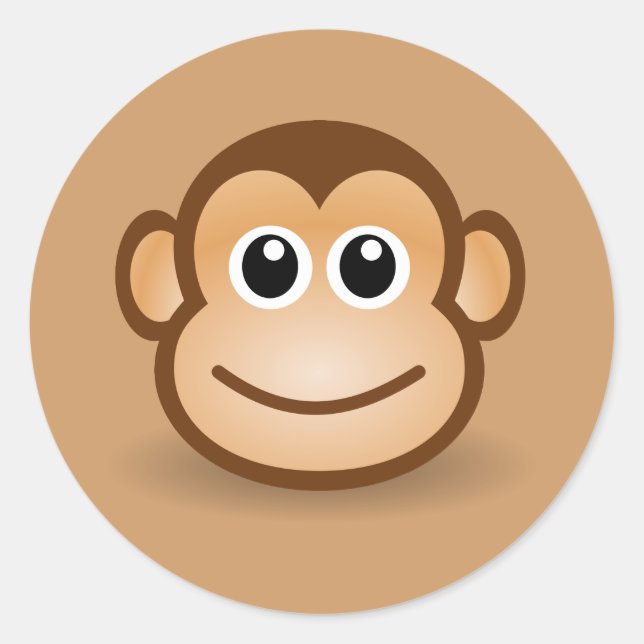 Adesivo Redondo 76-Grátis-Cartoon-Macaco-Clipart-Ilustração C (Frente)