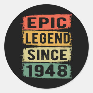 Adesivo Redondo 77 Anos De Idade Dia 1948 Legenda Epic 77º Anivers