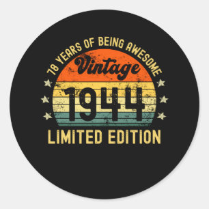 Adesivo Redondo 78.a edição limitada de aniversário 1944, 78 an