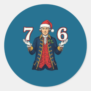 Adesivo Redondo 7-6 6-7 George Washington Papai Noel 67 Meme Diver