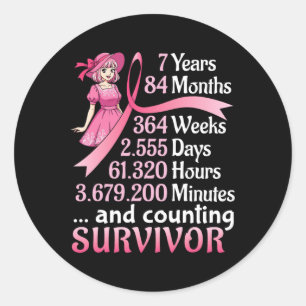 Adesivo Redondo 7 Anos 84 Meses E Contagem Do Survi Cancer Da Mama