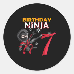 Adesivo Redondo 7 Birthday Birthday Ninja Birthday Festa de Costum