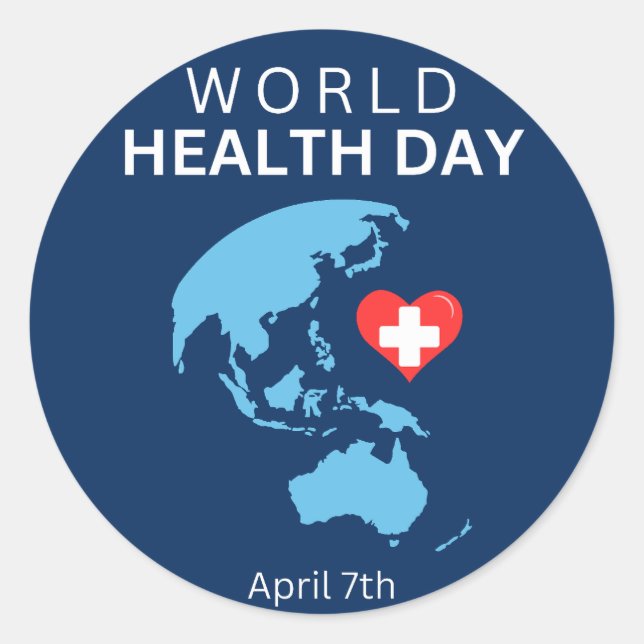 Adesivo Redondo 7 de abril do Dia Mundial da Saúde (Frente)