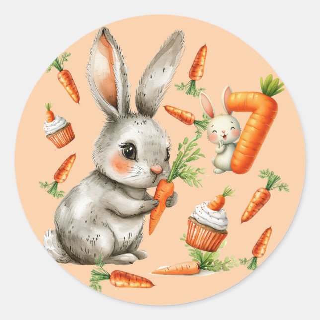Adesivo Redondo 7 de Bunnies e Carrots (Frente)