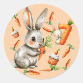 Adesivo Redondo 7 de Bunnies e Carrots