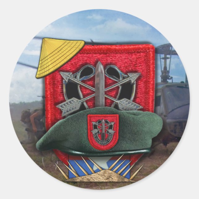 Adesivo Redondo 7 Especial força Green Berets flash Sticker (Frente)
