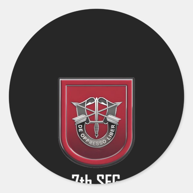 Adesivo Redondo 7 Especial Força Sfg Beret Crest Unidade Flash (Frente)