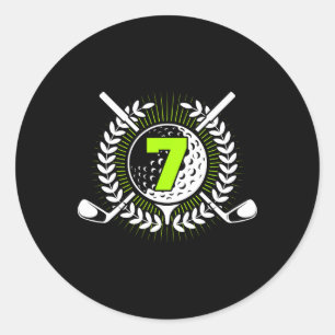 Adesivo Redondo 7 Festa de aniversário Esporte Golfe De 7 Anos De 