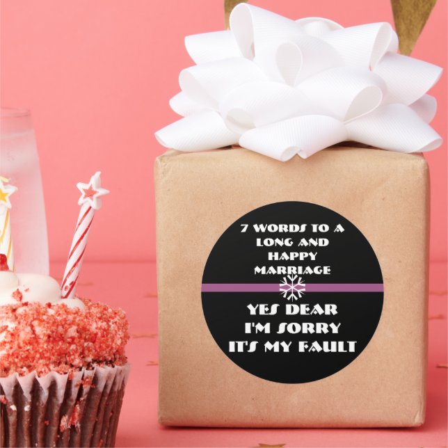 Adesivo Redondo 7 palavras para um Casamento longo e feliz (Festa)