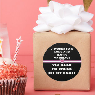 Adesivo Redondo 7 palavras para um Casamento longo e feliz