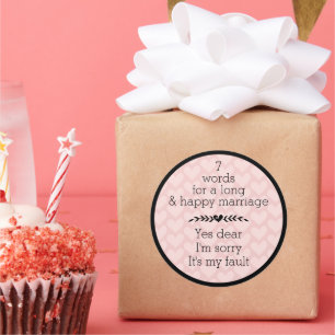 Adesivo Redondo 7 palavras para um Casamento longo e feliz