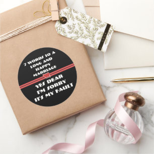 Adesivo Redondo 7 palavras para um Casamento longo e feliz