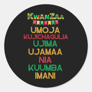 Adesivo Redondo 7 Princípios Da Banda Africana Kwanzaa Happy Kwanz