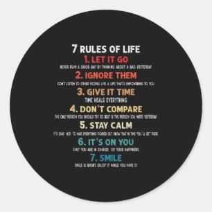 Adesivo Redondo 7 Regras De Vida Citações Motivacionais Para Homen