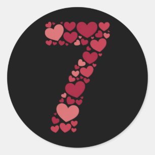 Adesivo Redondo 7 Romântico 67 Padrão de Coração Tendência de Amor