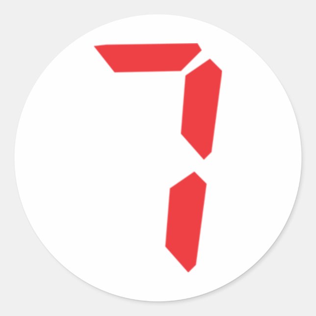 Adesivo Redondo 7 sete despertadores vermelhos número digital (Frente)