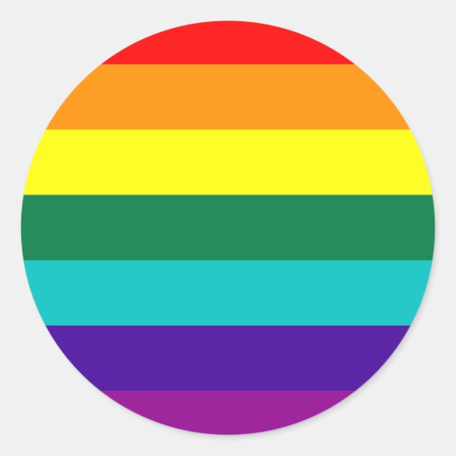 Adesivo Redondo 7-Stripe Rainbow Pride Flag  (Frente)