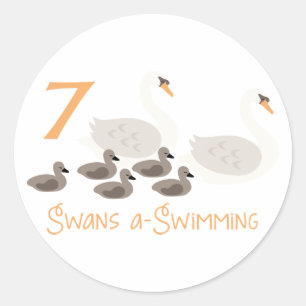 Adesivo Redondo 7 Swans a Nadar