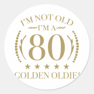 Adesivo Redondo 80 Birthday Ouro Oldie