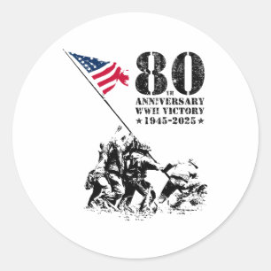 Adesivo Redondo 80 da vitória de Wwii, aniversário de 1945-2025 Ve