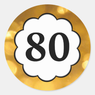 Adesivo Redondo 80 - Ouro Numbers Sticker