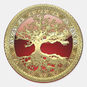 Adesivo Redondo [81] Ouro Celta da Vida [3D]
