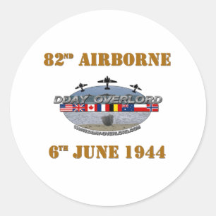 Adesivo Redondo 82nd Airborne Division 6th June 1944