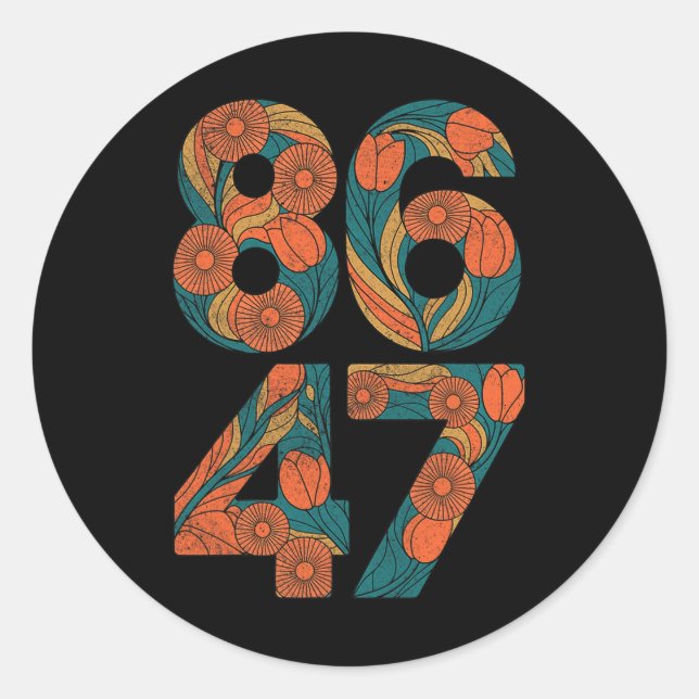 Adesivo Redondo 8647 Anti Trump Democrata Floral Presidente Libera (Frente)