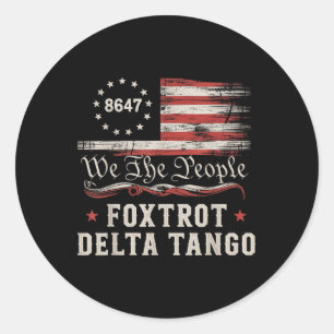 Adesivo Redondo 8647 Foxtrots Deltas Tangos Bandeira da América