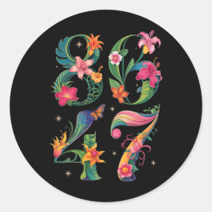 Adesivo Redondo 8647 Sutil Anti Trump 86 47 Estilo Floral Boho 5