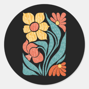 Adesivo Redondo 8647 Sutil Anti Trump Floral Boho