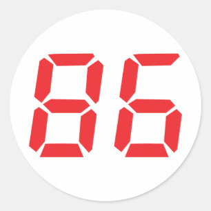 Adesivo Redondo 86 86 - número digital do despertador vermelho