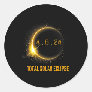 Adesivo Redondo 8 24 Eclipse Solar Total 2024 abril 04.08.24